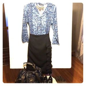 PLUS SIZE ISABELLA SIDE RUFFLE PENCIL SKIRT